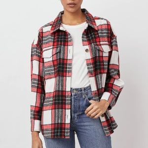 Rails Turner Shirt Jacket Plaid Red Ivory Size Small